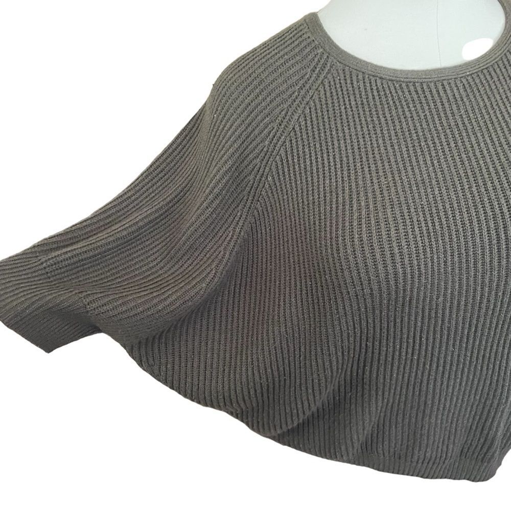 Chico's Wool Blend Green Batwing Ribbed Sweater Pullover Short Sleeve Size Large - Picture 3 of 8